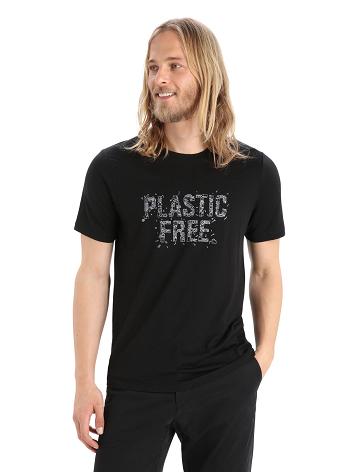 Black Icebreaker Merino Tech Lite II Short Sleeve Plastic Free Men's T Shirts | AU 1187NWYB